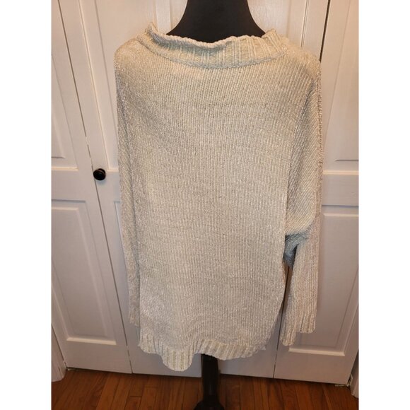 Ivory, Chenille V Neck Sweater Pink Lily 2XL Cozy Comfy Winter Neutral Minimal - Picture 2 of 8